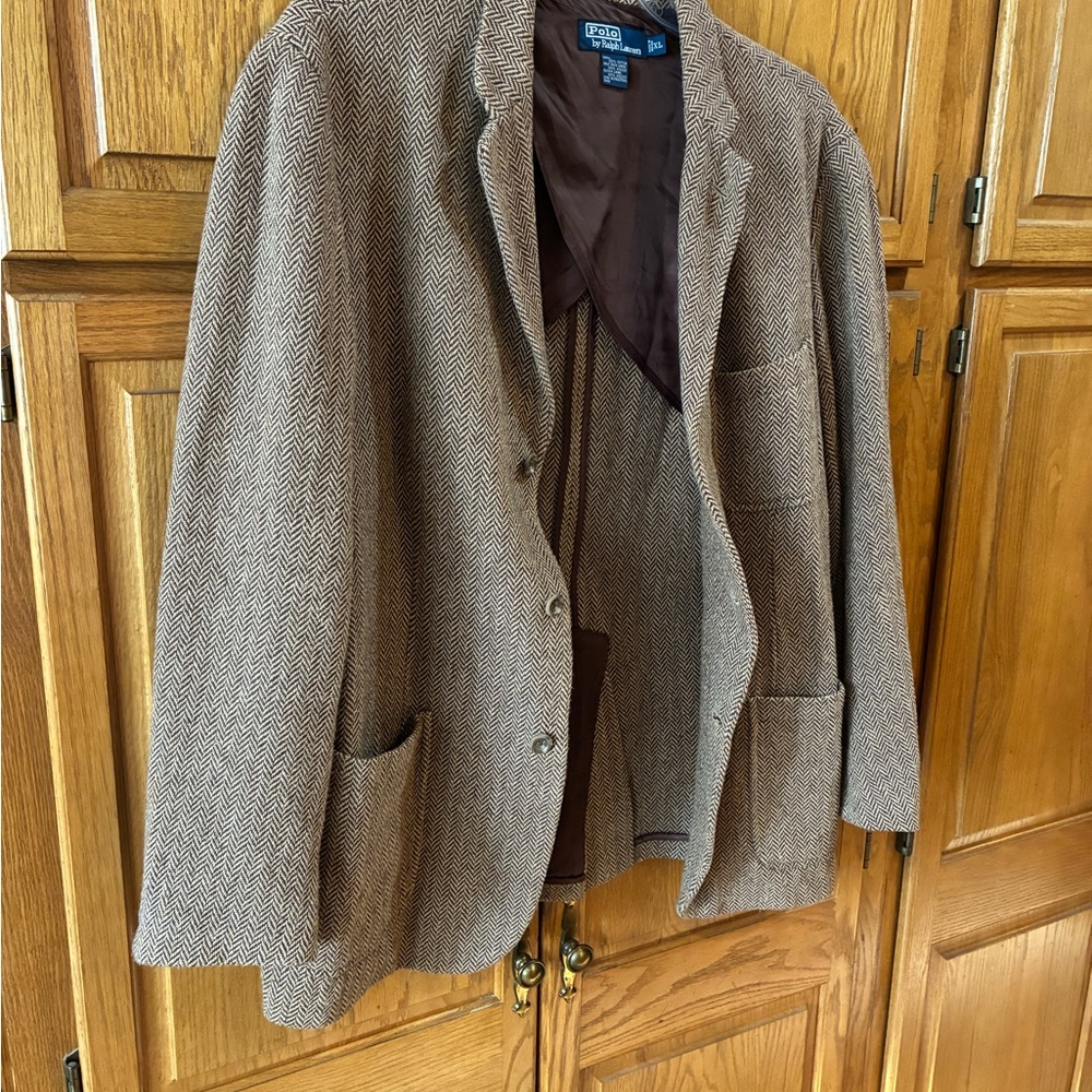 Ralph Lauren Tan Herringbone Blazer - Picture 9 of 9
